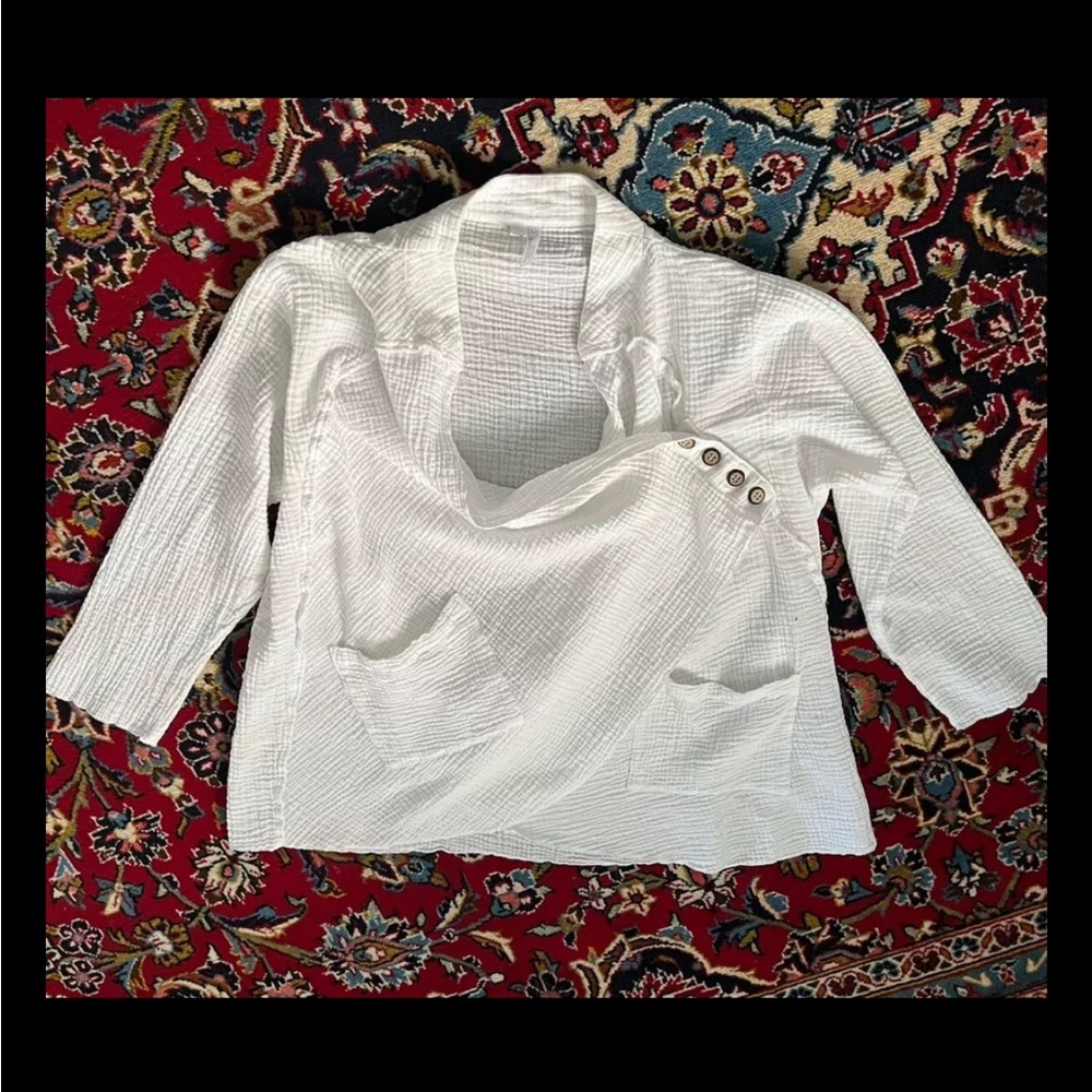 LADIES ON QUEEN White Woven Cotton Jacket 3X Plus Size B52 Niagara On The Lake